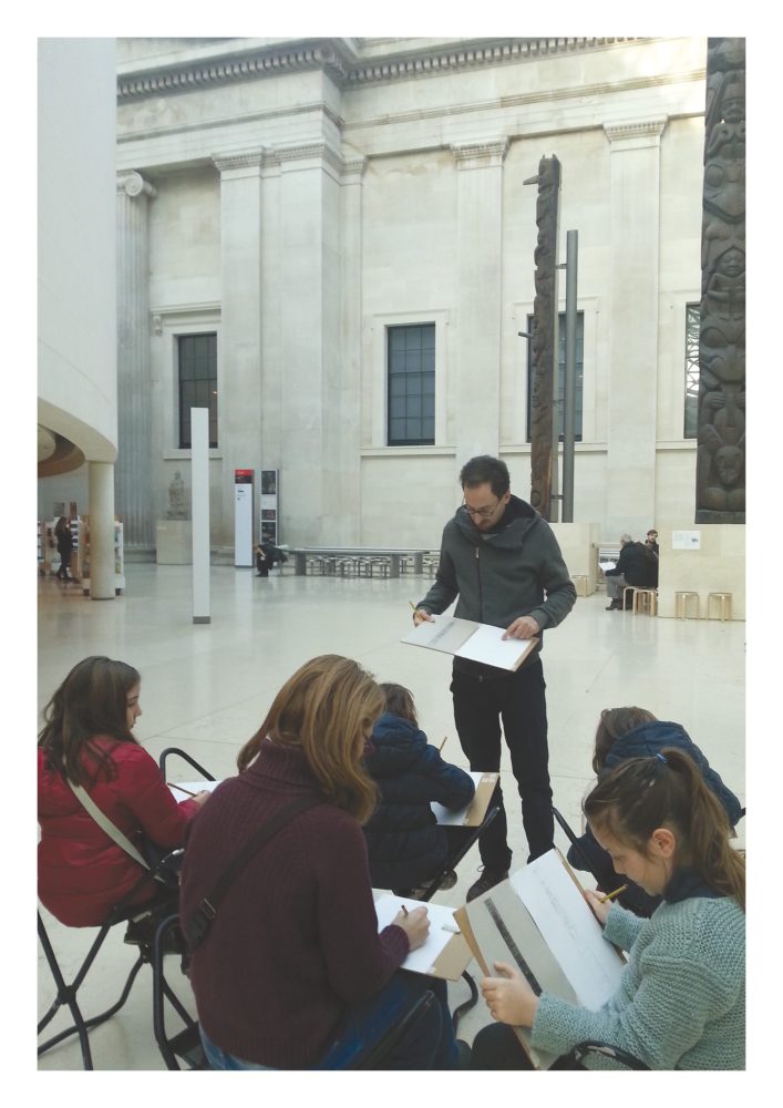 a group of people standing in front of a building