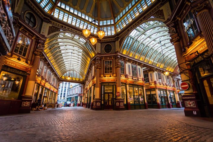 a large building with Leadenhall Market in the background