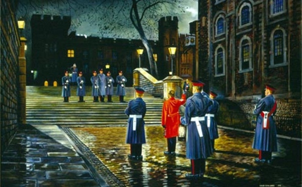 a group of soldiers walking in the rain