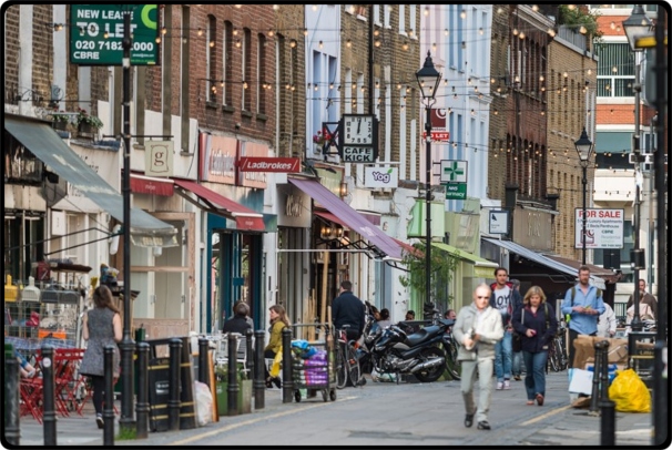 Clerkenwell Road a group of people walking on a city street
